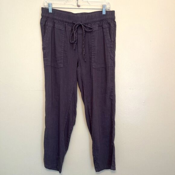 Kut From The Kloth Rosalie Drawstring Linen Ankle Pants, Gray- Med - Picture 1 of 9